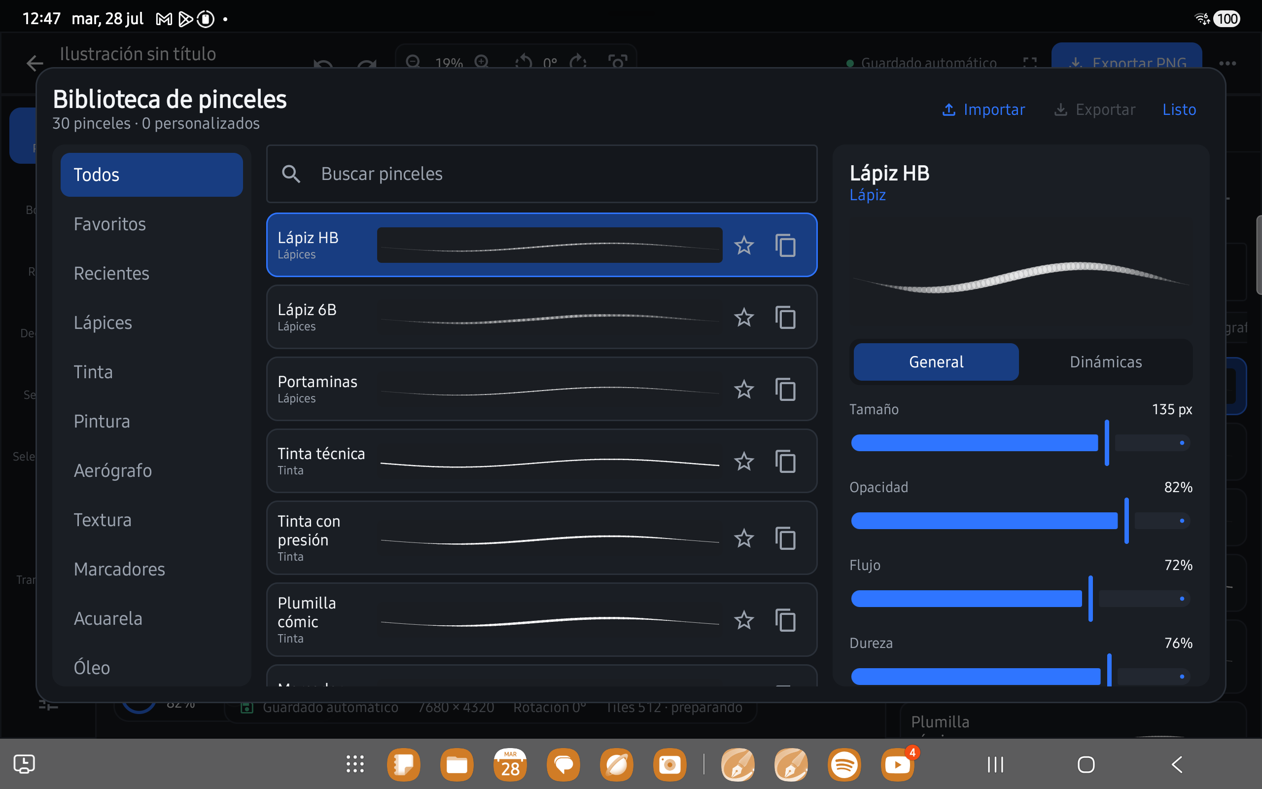 Biblioteca de pinceles 2.5 de Canvas Studio — previsualización reactiva